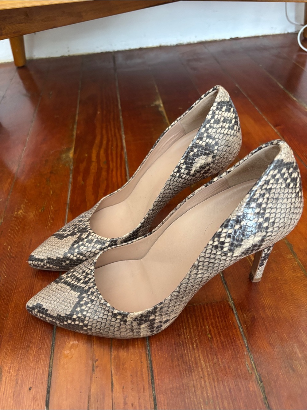 Women's Snake-Print Leather INEZ Pointed Toe Stiletto Pumps - Neutral